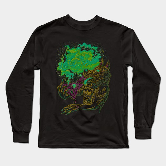 Trippy Wolf V2 Long Sleeve T-Shirt by bobygates